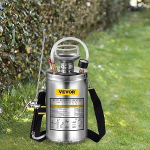 imageHappybuy 1 Gallon Stainless Steel Pump Sprayer 12quot Wand ampamp 3FT Reinforced Hose Pressure Gauge Safety Valve ampamp Adjustable Nozzle Garden Weed Sprayer for Lawn Gardening Sanitizing15 Gallon