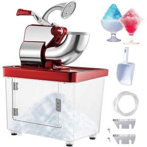 imageVEVOR 110V Commercial Ice Crusher 661LBSH ETL Approved 300W Electric Snow Cone Machine with Dual Blades Stainless Steel Shaved Ice Machine with Safety OnOff Switch for Family Restaurants BarsRed