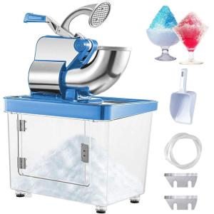 imageVEVOR 110V Commercial Ice Crusher 661LBSH ETL Approved 300W Electric Snow Cone Machine with Dual Blades Stainless Steel Shaved Ice Machine with Safety OnOff Switch for Family Restaurants BarsBlue