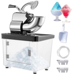 imageVEVOR 110V Commercial Ice Crusher 661LBSH ETL Approved 300W Electric Snow Cone Machine with Dual Blades Stainless Steel Shaved Ice Machine with Safety OnOff Switch for Family Restaurants BarsBlack