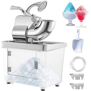 imageVEVOR 110V Commercial Ice Crusher 661LBSH ETL Approved 300W Electric Snow Cone Machine with Dual Blades Stainless Steel Shaved Ice Machine with Safety OnOff Switch for Family Restaurants BarsWhite