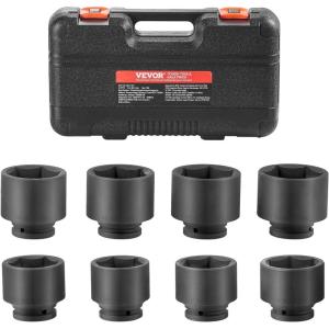 imageVEVOR 12quot Drive Impact Socket Set 65 Piece SAE 38quot to 114quot and Metric 1024mm 6 Point CrV Alloy Steel for Auto Repair EasytoRead Size Markings Rugged Construction Storage Case34 8PCS CRMO