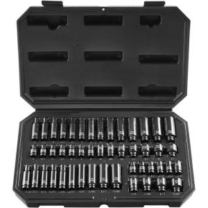 imageVEVOR 12quot Drive Impact Socket Set 65 Piece SAE 38quot to 114quot and Metric 1024mm 6 Point CrV Alloy Steel for Auto Repair EasytoRead Size Markings Rugged Construction Storage Case14 48PCS CRMO