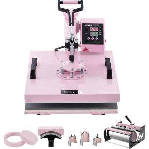 imageVEVOR 15x15 Heat Press Machine 8 in 1 Combo with 30 OZ Tumbler Press ampamp Hat Press Slide Out Heat Press Sublimation Machine for TShirts Hats Caps Tumblers Glass Cans Mugs and Plates Light Green8in115x1530OZPink