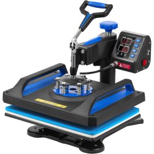 imageVEVOR 15x15 Heat Press Machine 8 in 1 Combo with 30 OZ Tumbler Press ampamp Hat Press Slide Out Heat Press Sublimation Machine for TShirts Hats Caps Tumblers Glass Cans Mugs and Plates Light Green12x15Blue