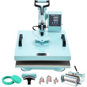 imageVEVOR 15x15 Heat Press Machine 8 in 1 Combo with 30 OZ Tumbler Press ampamp Hat Press Slide Out Heat Press Sublimation Machine for TShirts Hats Caps Tumblers Glass Cans Mugs and Plates Light Green8in115x1530OZGreen