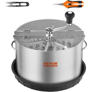 imageVEVOR 16 inch Stainless Steel Bud Leaf Trimmer with Clear Visibility Dome and Hand Pruners for Cutting Leaves Buds Flowers Hydroponic PlantsSilver 16inch