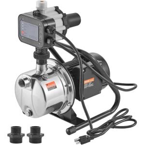 imageVEVOR 1HP Shallow Well Pump Portable 1380 GPH Garden Jet Pump with Automatic Controller 145 ft Head Stainless Steel Sprinkler Booster Pumps for Garden Lawn Irrigation System Water Transfer1 HP with Automatic Controller