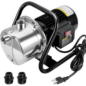 imageVEVOR 1HP Shallow Well Pump Portable 1380 GPH Garden Jet Pump with Automatic Controller 145 ft Head Stainless Steel Sprinkler Booster Pumps for Garden Lawn Irrigation System Water Transfer11 HP with Handle