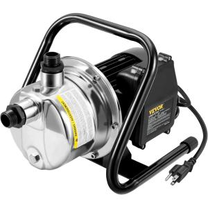 imageVEVOR 1HP Shallow Well Pump Portable 1380 GPH Garden Jet Pump with Automatic Controller 145 ft Head Stainless Steel Sprinkler Booster Pumps for Garden Lawn Irrigation System Water Transfer15 HP with Handle