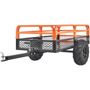 imageVEVOR 22 CuFt 1600Lbs Steel ATV UTV Trailer Tow Behind Dump Cart Heavy Duty Pull Behind Utility Dump Trailer for Lawn Mower Trailer Tractor Garden Yard with Removable Rear Panel1500pound15cuft