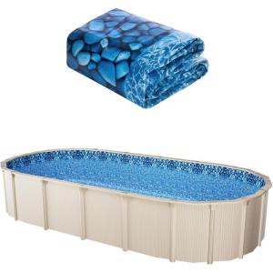 imageVEVOR 24ft Round Above Ground Pool Liner Unibead Pool Liners Standard Gauge 52inch Wall Height Designed for Steel Sided AboveGround Swimming PoolsOval