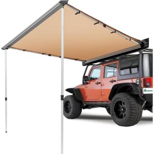 imageVEVOR 270 Degree Vehicle Overland Awning Free Standing Driver Side Waterproof Car Shelter UV50 Vehicle Awning for SUV Truck Van Ultimate Sun Protection 270LTEKhaki 46X66ft Car Awning