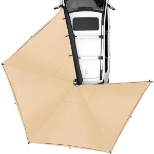 imageVEVOR 270 Degree Vehicle Overland Awning Free Standing Driver Side Waterproof Car Shelter UV50 Vehicle Awning for SUV Truck Van Ultimate Sun Protection 270LTEKhaki 270 82ft Car Awning
