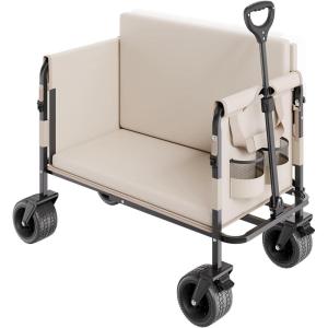 imageVEVOR 3in1 550lbs220L Large Collapsible Folding Wagon Convert to Bench Foldable Beach Wagon with Wheels for Sand Outdoor Utility Wagon for Groceries Camping Sports Shopping550Lbs220L