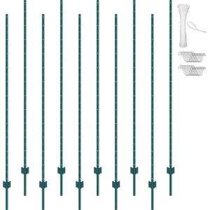 imageVEVOR 5 Feet Fence Post 10 Pack UChannel Heavy Duty Metal Fence Posts with 30 Zip Ties ampamp 20 Clips Sturdy Steel Fence Stakes for Garden Yard Lawn Farms and Outdoor Wire Fencing Green7 Feet 10 Pack