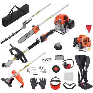 imageVEVOR 5in1 26cc 2 Cycle Gas Powered Dual Sided Hedge Trimmer Weed Eater String Trimmer Edger Pole Saw Chainsaw Pruner with EPA CE and EMC Certification26cc 5in1 Gas Hedge Trimmer  Weed Eater  String Trimmer  Brush Cutter  Edger  Pole Saw Chainsaw Pruner