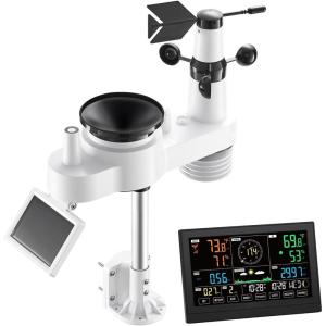 imageVEVOR 7in1 WiFi Weather Station with APP 75Inch VA Display Wireless Solar Powered Outdoor Sensor Rain Gauge Indoor Outdoor for Weather Forecast Wind Speed Temperature Humidity Rainfall7in1 WiFi with APP