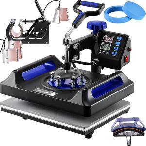 imageVEVOR 8 in 1 Heat Press Machine 15x15 Inch 360 Swing Away Tshirt Press Digital Professional Sublimation Heat Transfer for T Shirts Hat Cap Mug PlateBlue
