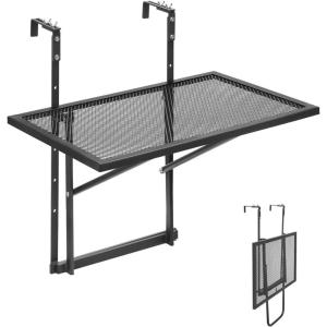 imageVEVOR Balcony Hanging Table 24 x 16 inch Metal Folding Balcony Railing Table Outdoor Balcony Bar Table for Railings 5Level Adjustable Fit Railing from 1quot to 47quot Serving Table for Patio ampamp Deck