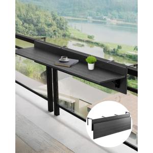 imageVEVOR Balcony Hanging Table 315 x 12 inch Folding Balcony Railing Table Outdoor Bar Table 50 lbs Loading Fit Railing from 1quot to 43quot Serving for Patio ampamp Deck59 x 12 inch