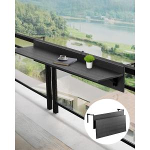 imageVEVOR Balcony Hanging Table 315 x 12 inch Folding Balcony Railing Table Outdoor Bar Table 50 lbs Loading Fit Railing from 1quot to 43quot Serving for Patio ampamp Deck48 x 12 inch
