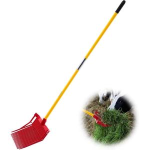 imageVEVOR Broad Fork 5Tine Pitchfork with Dual Fiberglass Handles Heavy Duty Garden Fork Ergonomic UShaped Design Broadfork Hand Tiller Gardening Tool for Composting Transplanting Aeration18Tine