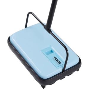 imageVEVOR Carpet Sweeper Manual Floor Sweeper with 300 ml Dustbin Capacity Easy to Empty for Home Office Carpets Pet Hair Dust BlackBlue