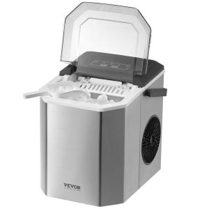 imageVEVOR Countertop Ice Maker 9 Cubes Ready in 6 Mins 26lbs in 24Hrs SelfCleaning Portable Ice Maker with Ice Scoop and Basket Ice Machine with 2 Sizes Bullet Ice for Home Kitchen Office Bar Party26lbsStainless Steel Body