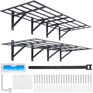 imageVEVOR Garage Shelving Wall Mounted 2 x 6 ft Heavy Duty Shelves 1600 lbs Load Capacity Storage Rack Floating Pack Suitable for Shop Shed Storage Black HL24721600LBS