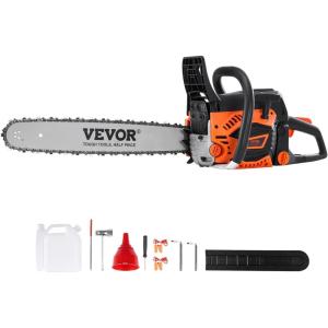 imageVEVOR Gas Chainsaw 58CC 2Cycle Gasoline Powered Chainsaw 20 Inch Handheld Cordless Petrol Chain Saws For Forest Wood Garden and Farm Cutting Use