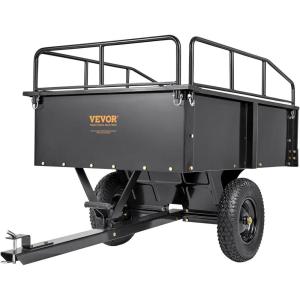 imageVEVOR Heavy Duty ATV Dump Cart  Steel Tow Behind trailer 750 lbs 15 Cubic Feet Garden Utility with Removable Sides750pound15cuft