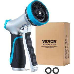 imageVEVOR Hose Nozzle 10 Adjustable Spray Patterns Metal Water Nozzle with Comfortable Ergonomic Grip Garden Nozzle Sprayer with Flow Control for Watering Plants ampamp Lawns Washing Cars ampamp Pets