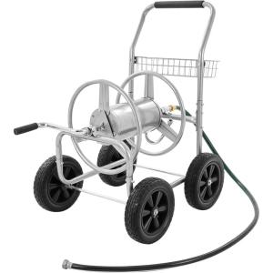 imageVEVOR Hose Reel Cart Hold Up to 300 ft of 58 Hose Garden Water Hose Carts Mobile Tools with 4 Wheels Heavy Duty PowderCoated Steel Outdoor Planting with Storage Basket for Garden Yard Lawn250 ft
