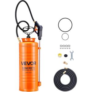 imageVEVOR Industrial Concrete Sprayer with Wheeled Cart 5 Gallon Stainless Steel Sprayer Heavy Duty TriPoxy Pump Sprayers 205Wand 48quot ampamp 120quot Hoses 2 Brass Nozzles for Construction Lawn ampamp Garden35 Gal Sprayer