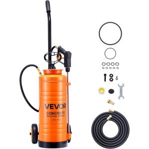 imageVEVOR Industrial Concrete Sprayer with Wheeled Cart 5 Gallon Stainless Steel Sprayer Heavy Duty TriPoxy Pump Sprayers 205Wand 48quot ampamp 120quot Hoses 2 Brass Nozzles for Construction Lawn ampamp Garden35 Gal Sprayer with Cart