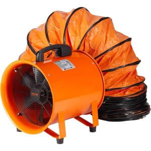 imageVEVOR Industrial Portable Air Blower Ventilator with Hose 3198CFM 12 Inch Heavy Duty Tube Exhaust Fan with 164ft Flexible Duct 585W High Velocity Air Mover for Extraction and Ventilation1893CFM  10in33ft Combo Fan and Hose