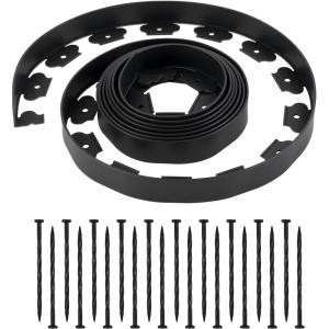 imageVEVOR Landscape Edging 66 ft x 4 in Plastic Garden Border Edging with 60 Spikes ampamp 2 Ground Stakes No Dig Flexible Lawn Edgings Roll UVResistant Mini Fence Borders for Flower Beds Yard Paver20ft2inLshaped