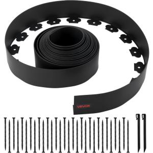 imageVEVOR Landscape Edging 66 ft x 4 in Plastic Garden Border Edging with 60 Spikes ampamp 2 Ground Stakes No Dig Flexible Lawn Edgings Roll UVResistant Mini Fence Borders for Flower Beds Yard Paver33ft4inLshaped