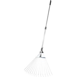 imageVEVOR Leaf Rake 25 Metal Tines Adjustable Garden Rake for Lawns with 183 Inch Wide Head ampamp 364728 Inch Long Handle Heavy Duty Stainless Steel Small Leaves Tool for Gardening Camping Yard Grass75224in width