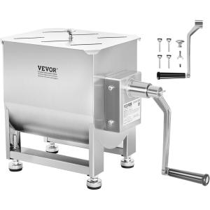 imageVEVOR Manual Meat Mixer 15 Pound Capacity Tank Meat Processing Equipment Stainless Steel Meat Mixer Sausage Mixer Machine with Lid and Handle Ground Beef Hand Mixer SilverBX40