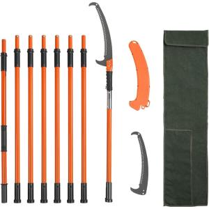 imageVEVOR Manual Pole Saw 7327 ft Extendable Tree Pruner Sharp Steel Blade and Scissors High Branches Trimming Branch Trimmer with Lightweight 8 Fiberglass Handles for Pruning Palms and Shrubs7327 ft