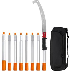 imageVEVOR Manual Pole Saw 7327 ft Extendable Tree Pruner Sharp Steel Blade and Scissors High Branches Trimming Branch Trimmer with Lightweight 8 Fiberglass Handles for Pruning Palms and Shrubs4698ft Steel Blad