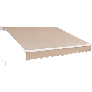 imageVEVOR Manual Retractable Awning 13 x 8 ft Outdoor Patio Awning Retractable Sun Shade Patio Door Window Awning Sunshade Shelter WaterResistant Polyester with Crank Handle for Balcony Backyard13x8 FT