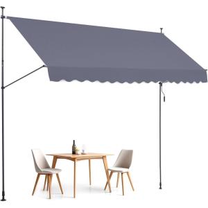 imageVEVOR Manual Retractable Awning 78quot Outdoor Retractable Patio Awning Sunshade Shelter Adjustable Patio Door Window Awning Canopy with 39quot Sun Shade Curtain for Backyard Garden Balcony Dark Gray157 47