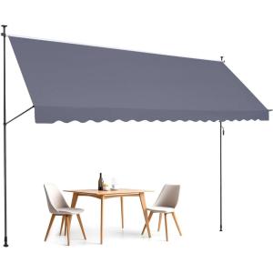 imageVEVOR Manual Retractable Awning 78quot Outdoor Retractable Patio Awning Sunshade Shelter Adjustable Patio Door Window Awning Canopy with 39quot Sun Shade Curtain for Backyard Garden Balcony Dark Gray178  47