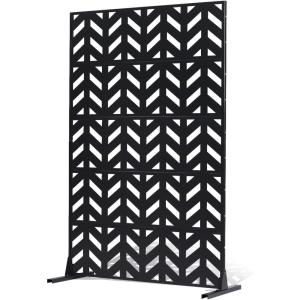 imageVEVOR Metal Privacy Screen 47quot W x 72quot H Outdoor Privacy Screens 5Panel Freestanding Outdoor Divider with Stand Decorative Garden Steel Privacy Fence for Balcony Patio Indoor Room BlackBlack Up