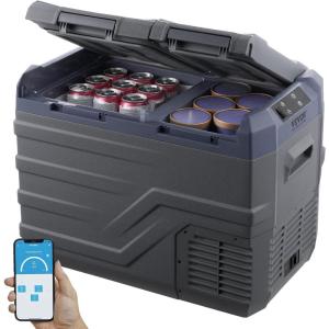 imageVEVOR NLS45 12 Volt Car Refrigerator Fridge 32 L Dual Zone Portable Freezer 468 Adjustable Range 1224V DC and 100240V AC Compressor Cooler for Outdoor Camping RV Bule and greyDual Zone 338QT