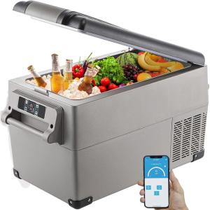 imageVEVOR NLS45 12 Volt Car Refrigerator Fridge 32 L Dual Zone Portable Freezer 468 Adjustable Range 1224V DC and 100240V AC Compressor Cooler for Outdoor Camping RV Bule and greySingle Zone 37QT