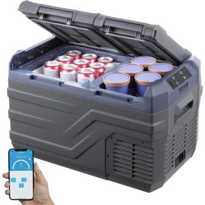 imageVEVOR NLS45 12 Volt Car Refrigerator Fridge 32 L Dual Zone Portable Freezer 468 Adjustable Range 1224V DC and 100240V AC Compressor Cooler for Outdoor Camping RV Bule and greyDual Zone 264QT